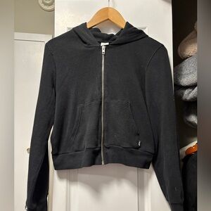 TNA Black Hoodie Zip Front